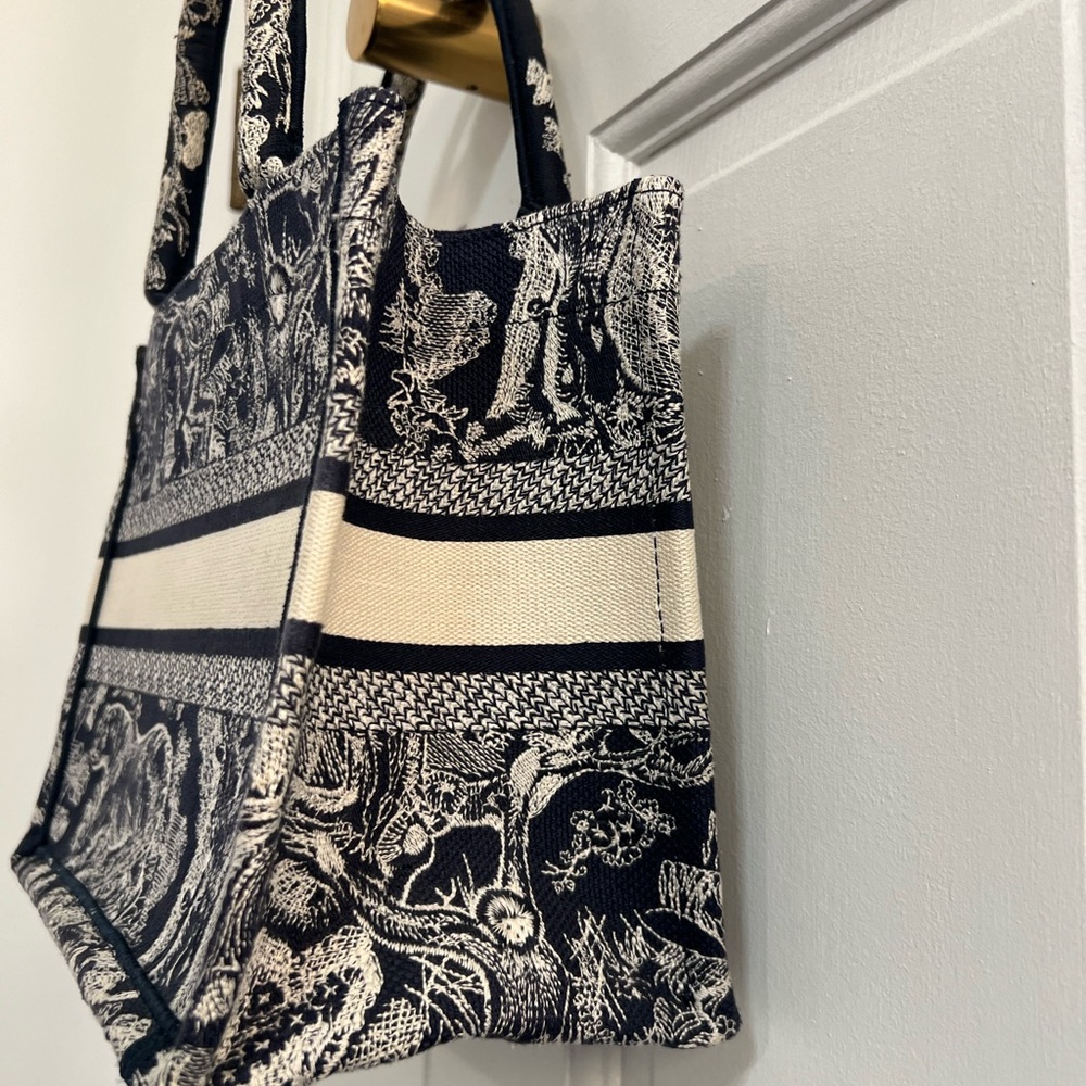 CHRISTIAN DIOR Canvas Embroidered Small Book Tote Blue - Picture 9 of 13